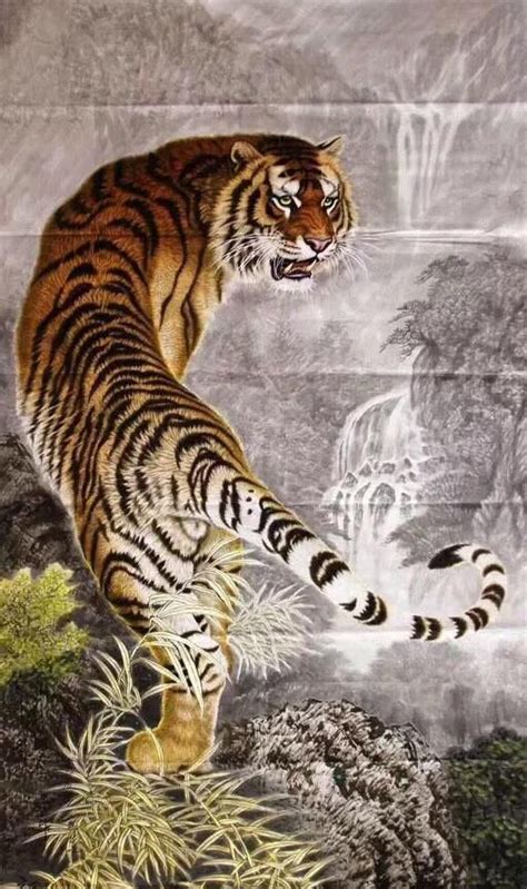 虎虎生威——威猛的老虎国画图