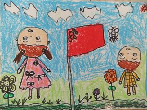 儿童画-六一升国旗设计模板素材