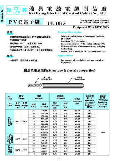 UL1015 PVC Wire 105 C 600V(id:4890905) Product details - View UL1015 ...