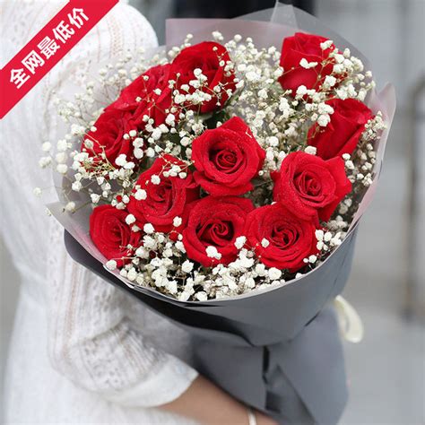 11朵红玫瑰11款-11朵红玫瑰，搭配满天星-全国送货上门优惠价格:235元-168鲜花速递网。