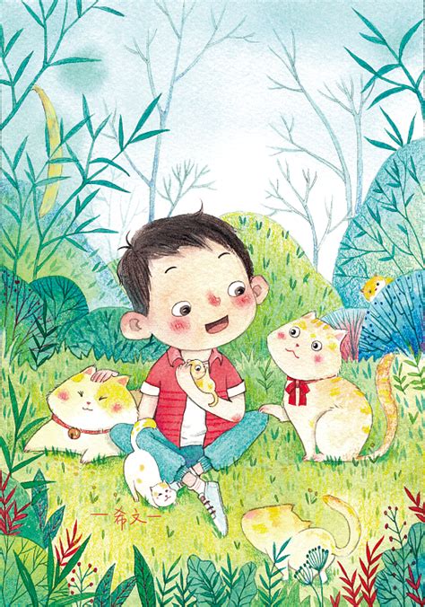 小男孩和猫咪的故事|插画|儿童插画|希文插画 - 原创作品 - 站酷 (ZCOOL)