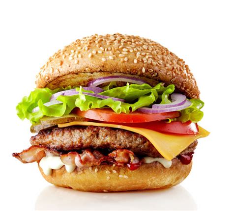 美味的汉堡包图片-白色背景上的大汉堡包素材-高清图片-摄影照片-寻图免费打包下载