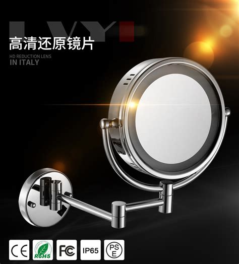 LVYI LED化妆镜子带灯10倍放大浴室伸缩折叠双面梳妆镜子厂家定制 ...