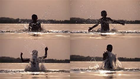 亚洲男孩和女孩在河里玩耍高清图片下载-正版图片504255200-摄图网