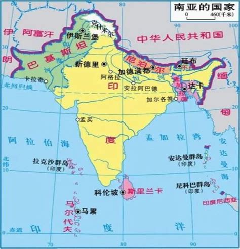 南亚地图图片