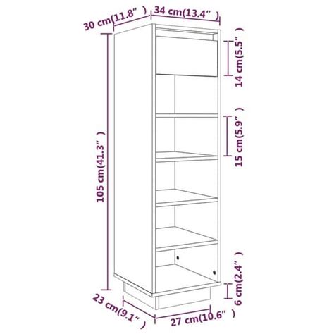 vidaXL Shoe Cabinet Honey Brown 13.4"x11.8"x41.3" Solid Wood Pine - Bed ...