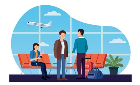 乘客在机场等待飞行的矢量图插画图片下载-正版图片402233054-摄图网