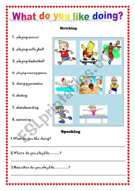 What do you like doing? - ESL worksheet by thienmy