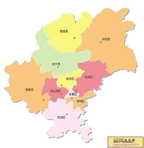 贵阳市行政区划地图 贵阳市辖6个区/3个县/1个县级市