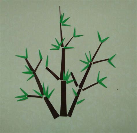 教你用卡纸制作孤傲的竹子拼贴装饰画的做法 肉丁儿童网
