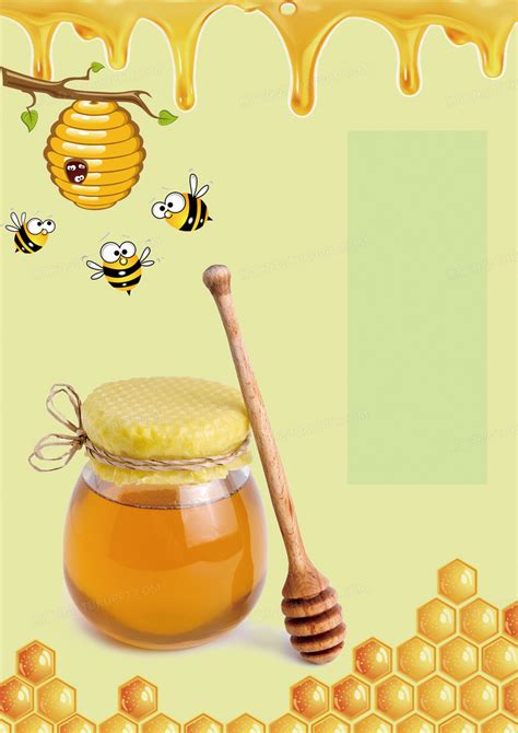 黄色卡通创意蜂蜜海报背景背景图片素材免费下载_熊猫办公