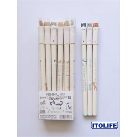 Aihao Cat Story Gel Pen 8080- Box of 12pcs | Shopee Philippines