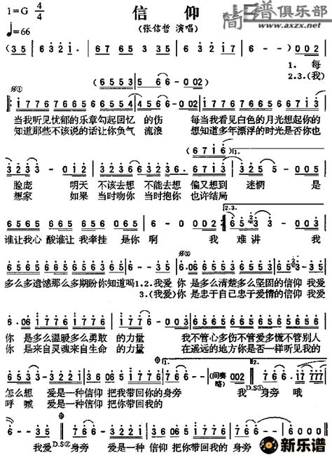 《信仰》简谱(张信哲)-张信哲钢琴谱吉他谱|www.xinyuepu.com-新乐谱