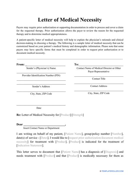 Free Printable Letter Of Medical Necessity Templates [PDF, Word]