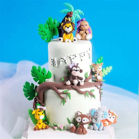 森林动物蛋糕装饰摆件软陶装饰蛋糕装饰贺寿烘焙西点甜品插件插卡-阿里巴巴
