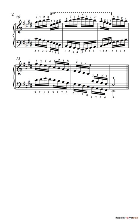 第九级15.E大调音阶（中央音乐学院 钢琴（业余）考级教程 7-9级）_钢琴谱_歌谱下载_搜谱网