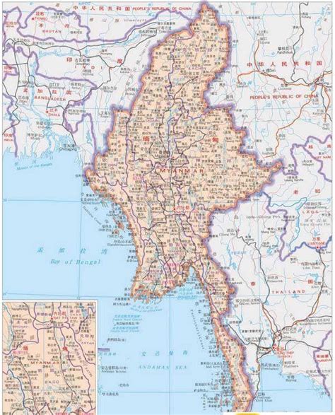 缅甸旅游交通地图（地形版） - 缅甸地图 - 地理教师网