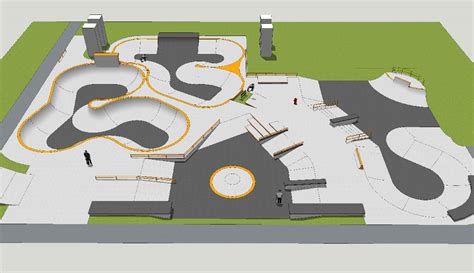 现代滑板公园 滑板场地 轮滑广场（内含无水印效果图）共12套SU模型 体育公园SU模型