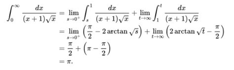 SOLVED: The integral ∫0^∞(1)/(√(x) (1 + x)) dx is improper for two ...