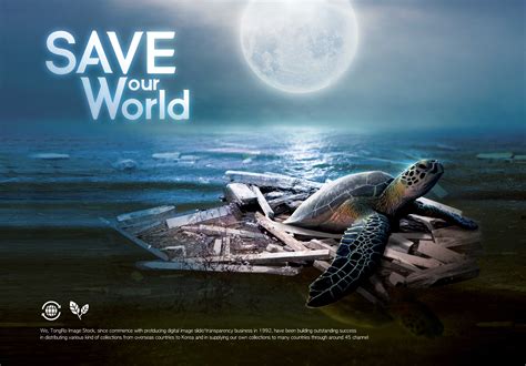 拯救海洋&保护环境主题公益广告海报设计psd素材-变色鱼