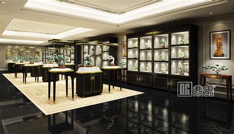 新中式珠宝展柜设计 翡翠玉器店设计效果图_深圳尚源装饰-站酷ZCOOL