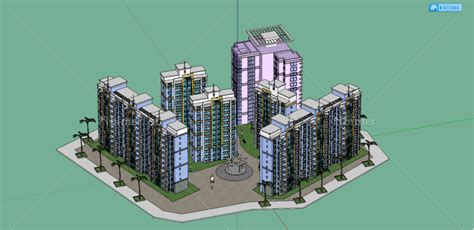 大型现代商业楼盘建筑su模型_商业楼盘_土木在线