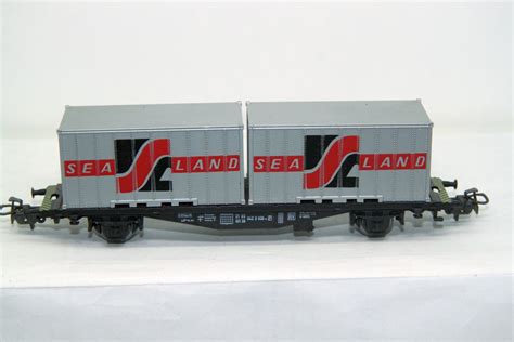 Märklin 4668, DB container wagon with 2 silver containers, with ...