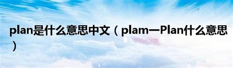 plan是什么意思中文（plam一Plan什么意思）_华夏智能网