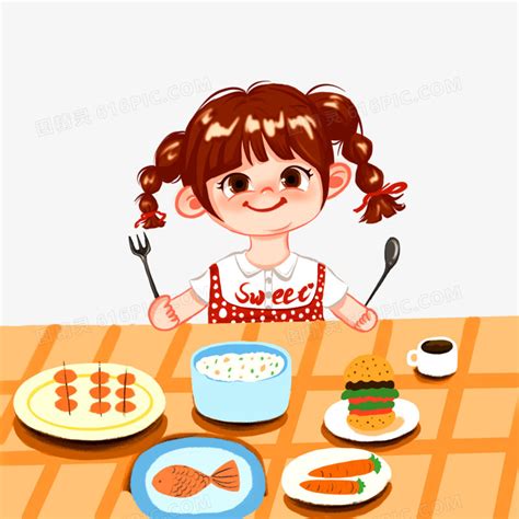 女孩吃米饭 素材图片免费下载-千库网