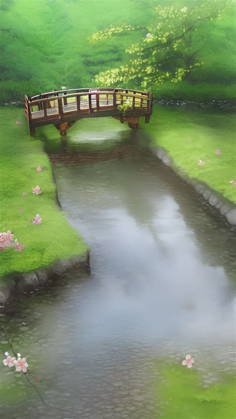 小桥流水图图片