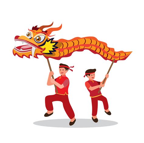 cartoon illustration of dragon dance performance, usually performed ...