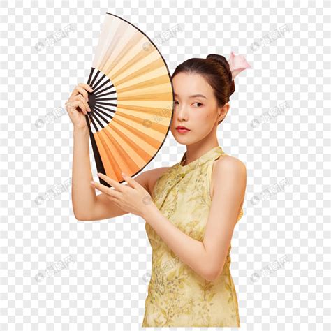 古风拿扇子女生红色头像