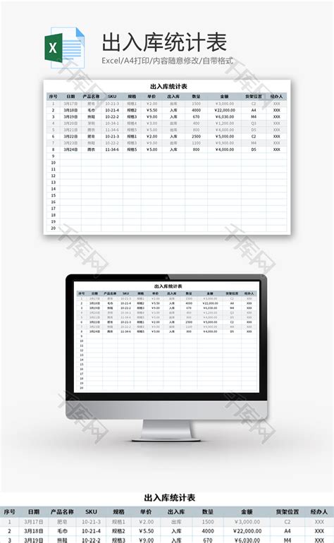 出入库统计表Excel模板_千库网(excelID：142282)