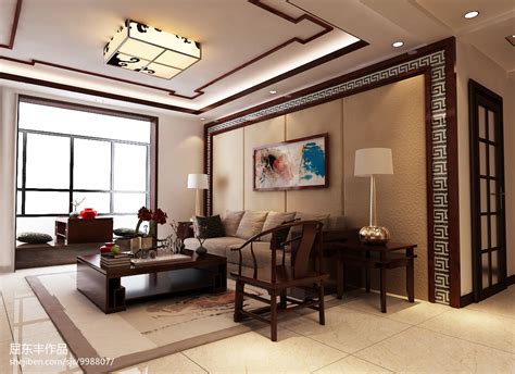 160平舒适中式三居之沙发背景墙装饰画效果图_装修图片-保障网装修效果图