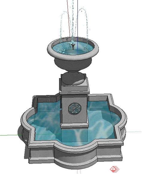 园林景观节点喷泉水池景观设计SU模型[原创]
