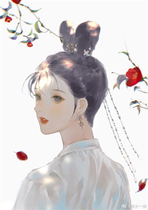 插画古风老人头像女生可爱