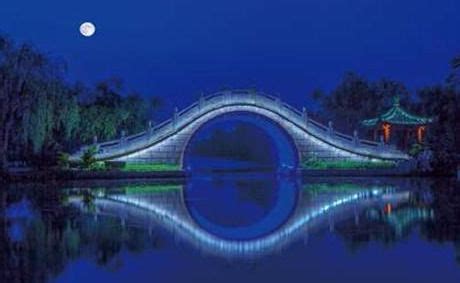 中国风山水水墨画风格二十四桥明月夜微景观风格插画设计作品-设计人才灵活用工-设计DNA