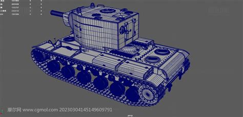 二战kv2坦克,苏联重型坦克,老式步兵坦克3dmaya模型_装甲车模型下载-摩尔网CGMOL
