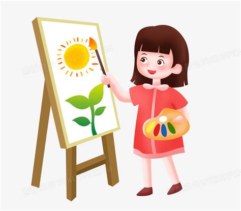 绘画兴趣班的女孩子画画PNG图片素材下载_画画PNG_熊猫办公