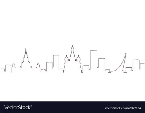 Moscow dark line simple minimalist skyline Vector Image