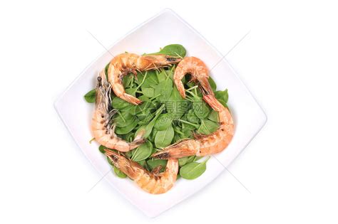 新鲜煮虾和菠菜高清图片下载-正版图片322138174-摄图网