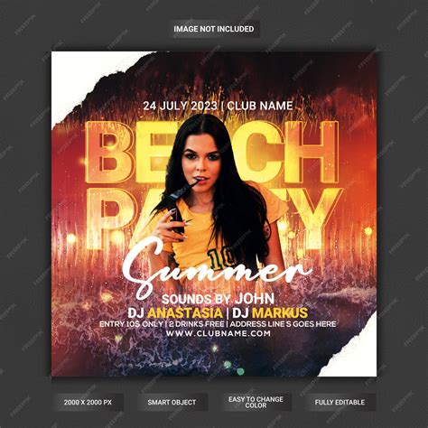 Premium PSD | Summer beach party flyer template