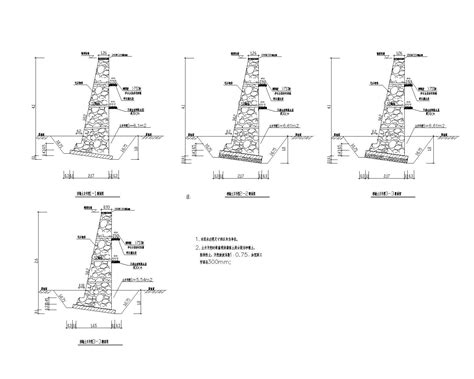 片石混凝土重力挡土墙路基边坡防护施工cad非常标准图纸_土木在线
