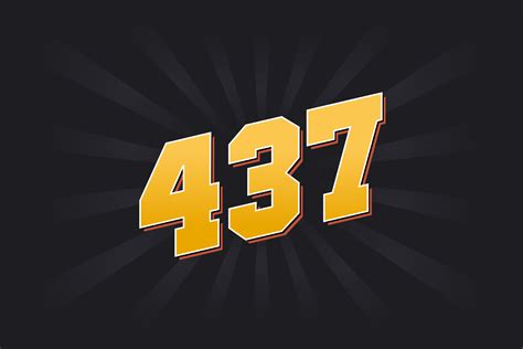 Number 437 vector font alphabet. Yellow 437 number with black ...