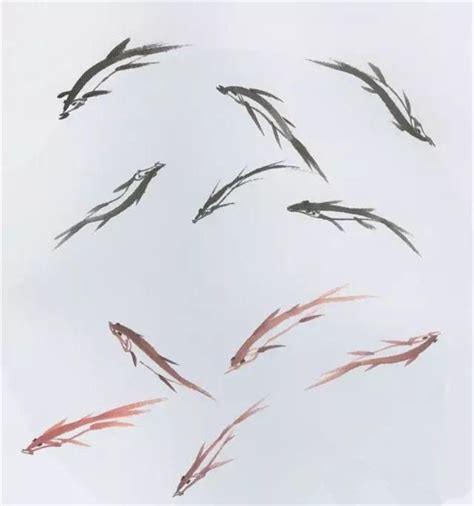 五种国画鱼的画法步骤图片-露西学画画