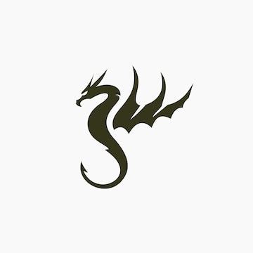 Logotipo abstracto de silueta de ala de dragón | Vector Premium