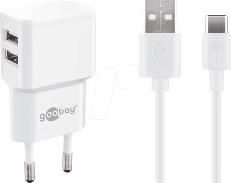 GOOBAY 44987: Dual USB charger, 5 V, 2.4 A, USB-C, white at reichelt ...