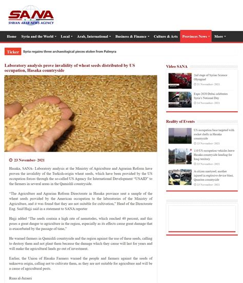 美机构向叙利亚发放千吨麦种 叙农业部：4成有虫病 - 世相 - 新湖南