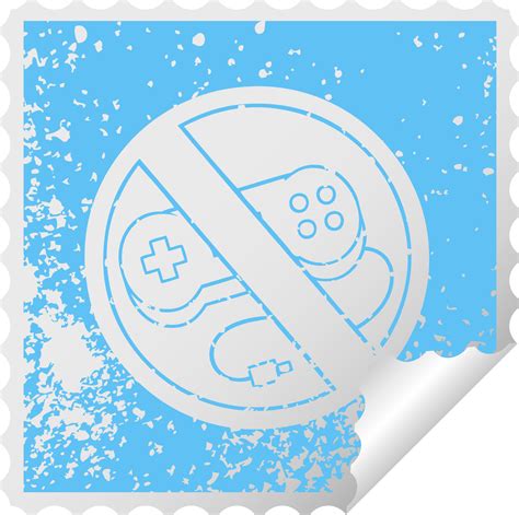 distressed square peeling sticker symbol no gaming allowed sign ...