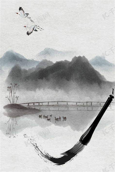 水墨中国风书法背景素材背景图片免费下载-千库网